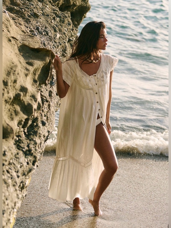 Free People Dresses & Skirts - NWT Free People Aster Midi Dress Flowy Boho Cottagecore Beach Swim Coverup S